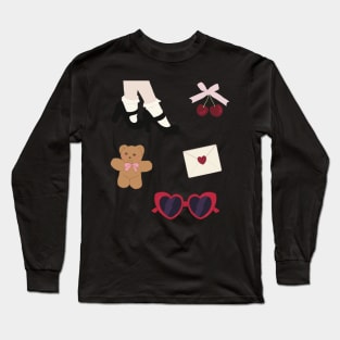 Pack coquette dollette teddy ribbon cherries love letter heart sunglasses shoes Long Sleeve T-Shirt